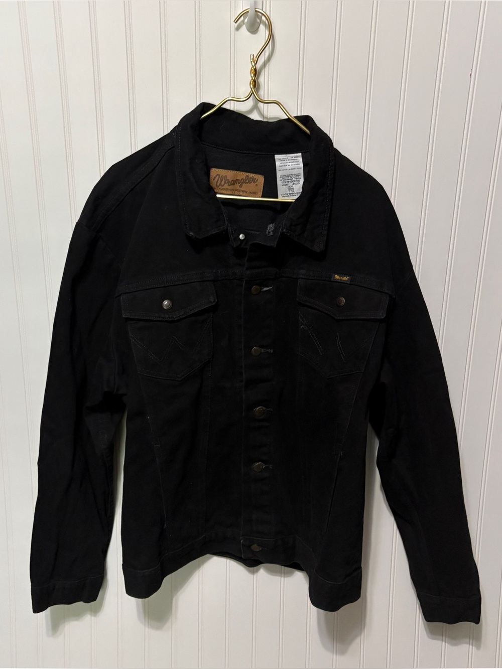 WRANGLER Cowboy Cut Unlined Denim Jean Jacket Shadow Black Mens Size XXL 2XL